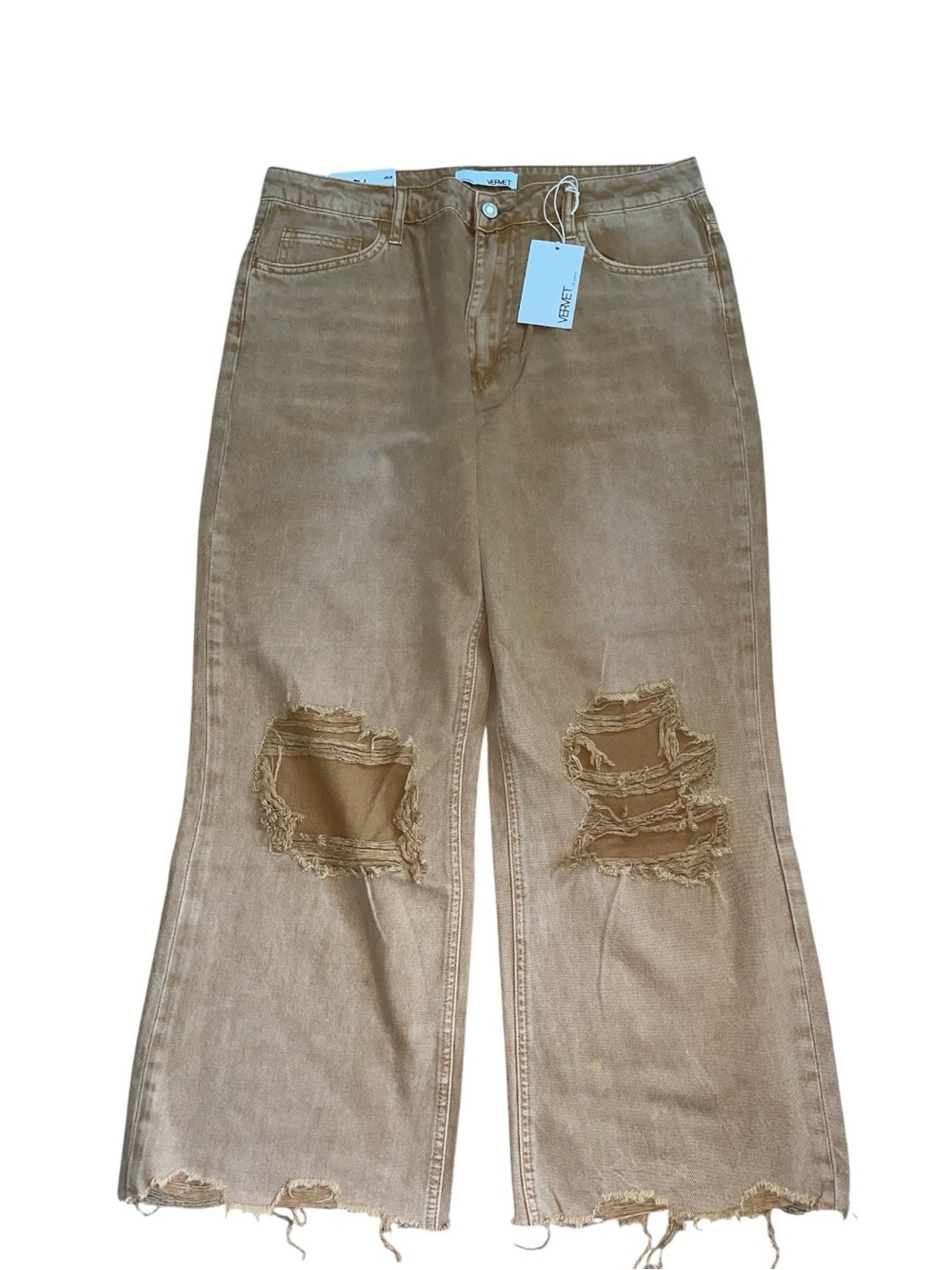 Vervet Leslie High-Rise Distressed Wide-Leg Cropped Jeans - Picture 3 of 7